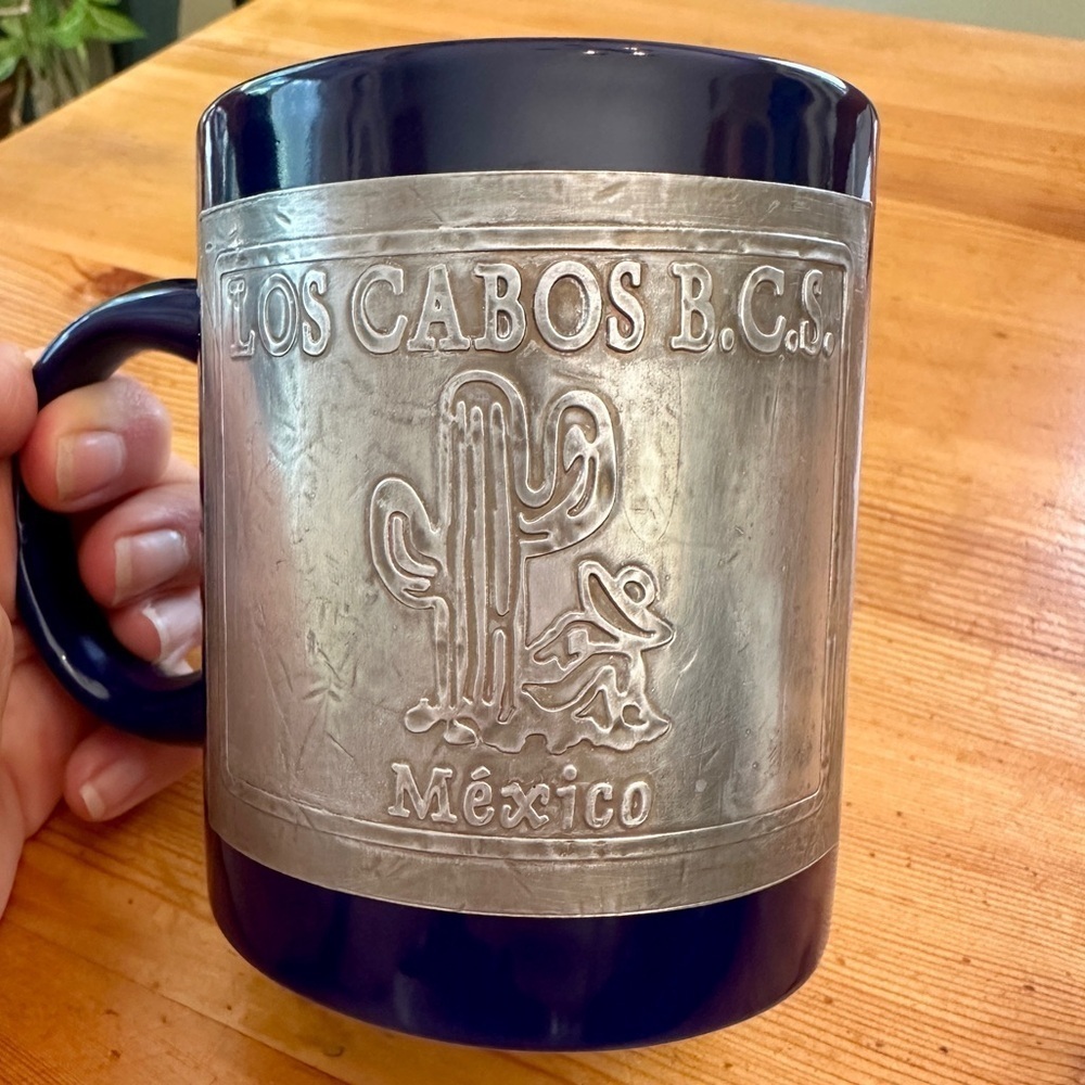 Los Cabos BCS Mexico blue vintage mug